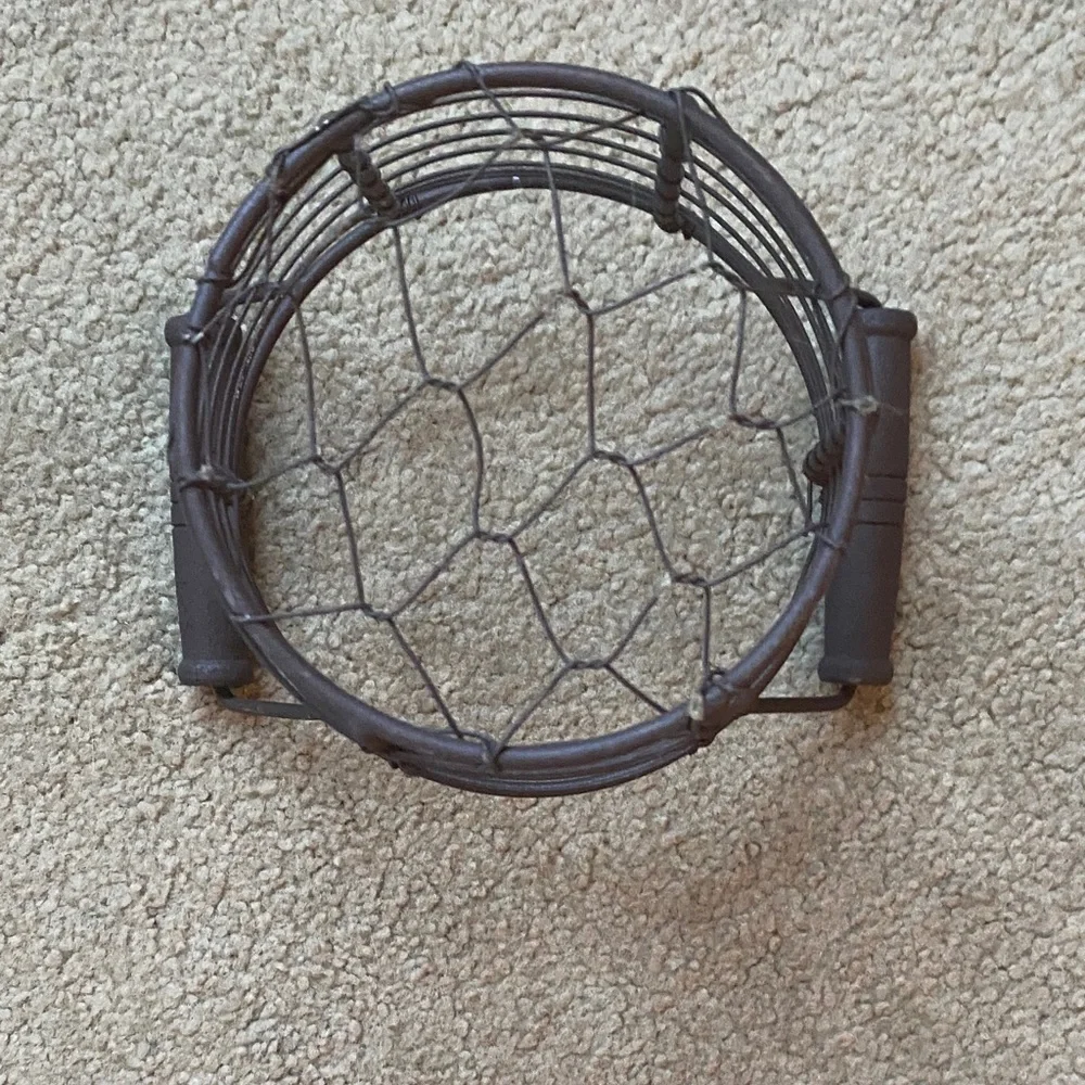 Rustic Metal Wire Basket with Handles - Brown
